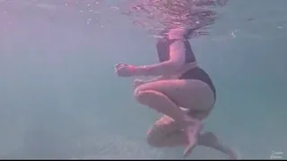 Amateur long legs perfect body girl's relaxing underwater swimming ASMR POV