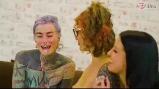 Tattooed Girls Pussy Orgy with Big Cumshots and First Timer