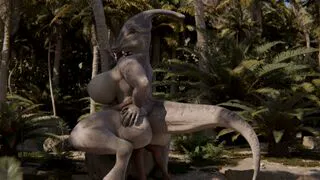 Una gran dinosauria follando hasta el cansancio
