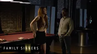 FAMILY SINNERS - Furious Stepdad Teaches His Stepdaughter A Lesson With Hard Sex And A Load On Her Bush