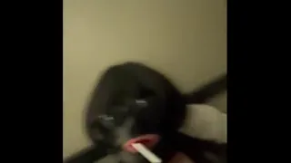 CD Nikki masked smoking and chastity cage