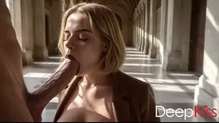 A cute French girl showed me her deep-throat skills. She sucked my cock and took my head into her mouth so gently that I couldn't hold back my orgasm[AI]