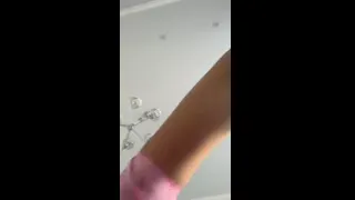 Thick thigh lifts high showing wet slit