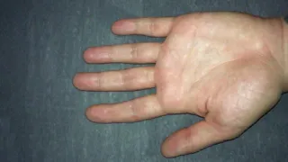 Hands close up, palms close up, cumshot on both hands