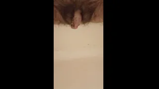 FTM Power Piss And Jerk Off Hairy Pussy In Tub