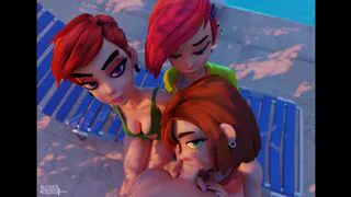 [BlenderKnight] Cartoom redheads Blowjob on pool