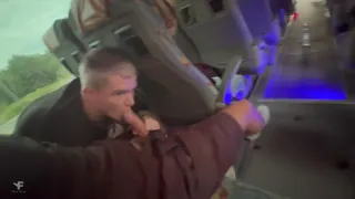 I give a stranger a blowjob and get cum in my mouth in the back of a bus