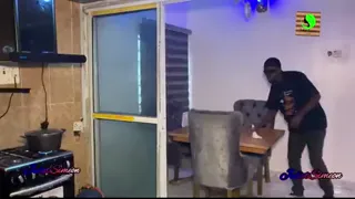 Madam of the house was sexually touched in the kitchen.