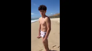 Twink public beach jerk off