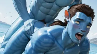 Jake Sully Takes Huge Na'vi Dick - Messy Creampie Avatar Gay