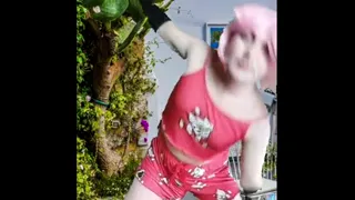 2 Blonde in Pajama Bouncing Butt Booty Sexy Slut Shemale Crossdresser