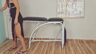 Seamstress lets client rub his dick on her ass!