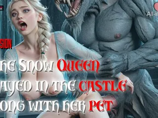 The Snow Queen stayed in the castle along with her pet - AI Monster Porn by Aiillusio
